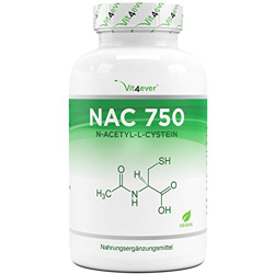 NAC - N-Acetil L-Cisteína 180 cápsulas con 750 mg cada una - Suministro para 6 meses - Vegano - Altamente dosificado - Sin aditivos no deseados características