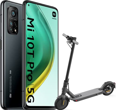 Pack Xiaomi Mi 10T Pro 5G Negro (Smartphone 8GB+128GB, Cámara 108MP, Snapdragon 865, 5.000mAh, carga 33W, Versión Oficial) + Mi Electric Scooter 1S