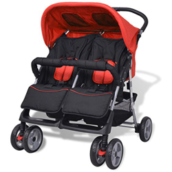 Vislone Plegable Silla gemelar para Gemelos y Hermanos Carrito Gemelar Silla de Paseo Cochecito de Bebé Capacidad de Peso 15kg Cada Uno Acero y Tela O precio