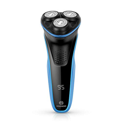 Afeitadora eléctrica para hombre en húmedo y en seco, con IPX7, resistente al agua y indicador de energía LED, cortador plegable, color azul en oferta