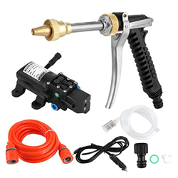 Lavadora de alta presión Kit de manguera de bomba de agua de pulverización de agua Potente limpiador de lavado de coche 80W 12V portátil 130PSI en oferta