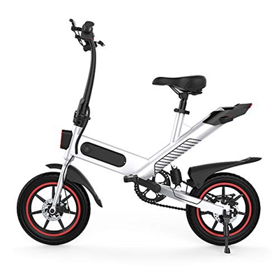 Roeam Bicicleta Eléctrica Adultos, Plegable E-Bike con Motor de 350w y Neumáticos de 14 Pulgadas,Campo de prácticas de 35-40 km,Negro/Blanco