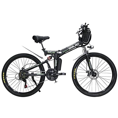 Hyuhome Ebikes para Adultos, Bicicleta Plegable eléctrica MTB Dirtbike, 26" diseño Impermeable 48V 10Ah 350W IP54, fácil Almacenamiento Plegables Bici