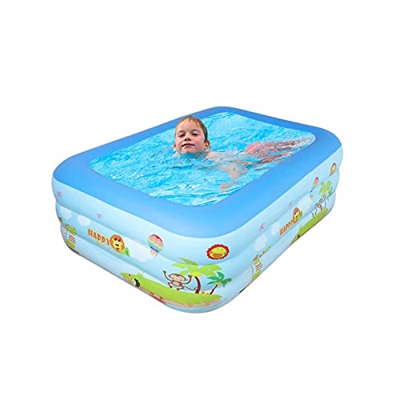 Piscina infantil para niños, 140 x 100 x 50 cm, rectangular, inflable, piscina infantil, piscina familiar, piscina para exterior, jardín, fiesta en el