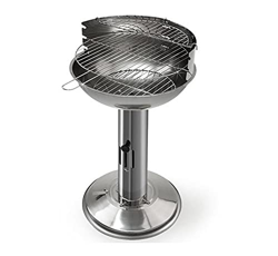 MICHELINO Bruno - Barbacoa de columna de acero inoxidable para carbón vegetal, redonda, diámetro de 39 cm características