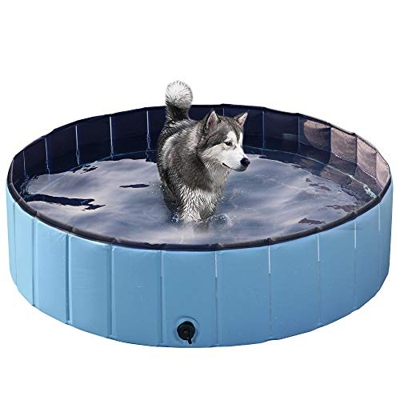 Yaheetech Piscina Exterior Redonda Piscina Perros y Gatos Bañera Portátil para Mascotas, Antideslizante L (120x30 cm)