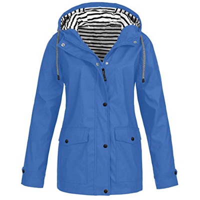 CNBOY Chubasquero con capucha, impermeable, ligero, para mujer, cortavientos, prenda ideal para exteriores (Azul Cielo, 5XL)