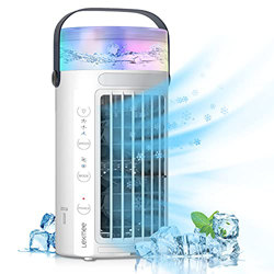 Lexmee Aire Acondicionado Portatil Silencioso, 5 en 1 Ventilador Silencioso Humidificador, 450ML/40db/Luz Nocturna/USB/3 Velocidades, Ventilador con 8 precio