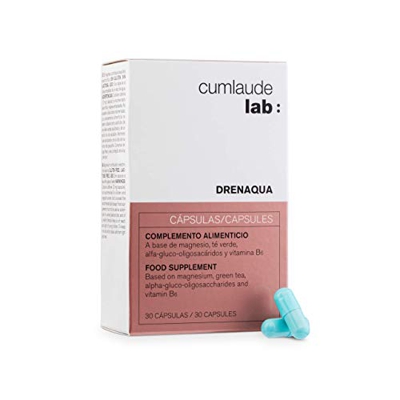 Cumlaude Drenaqua - Complemento Alimenticio Diurético para la Retención de Líquidos - con Té Verde, Prebióticos, Magnesio y Vitamina B6 - Unitario 30 