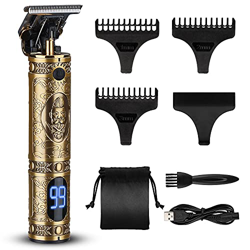 Cortapelos para hombre profesional, T-Blade de 0 mm, resistente al agua, portátil, afeitadora eléctrica, recargable para hombre con 3 peines, guía y p en oferta