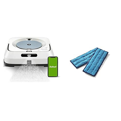 iRobot M613440 Braava Jet - Robot Friegasuelos Conectado, Programable por App + Braava Jet Paños De Limpieza para Fregar Lavables, Tissu, Azul