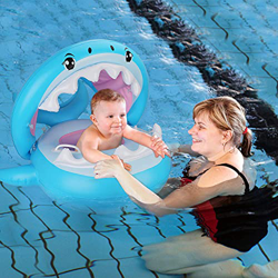 Thnkstaps Flotador de Natación para Bebés con Toldo Ajustable, Natación Anillo Inflable Flotador, Anillo de Natación Piscina para Bebé, Flotadores par precio