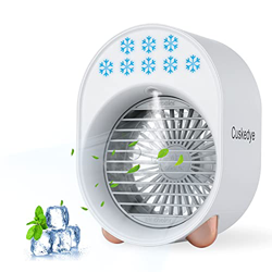 Mini aire acondicionado portátil 3 en 1, enfriador de aire y humidificador, ventilador y purificador con 3 velocidades ajustables, 7 luces LED, hogar  precio