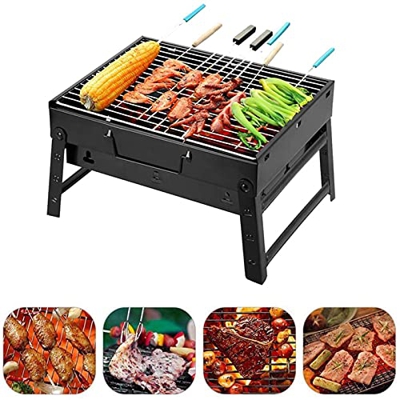 Barbacoa Portátil de Acero Inoxidable, Mini Barbacoa Portátil on Rejilla Portátil Plegable Barbacoa de Exteriores, para BBQ, Picnic, Acampadas, Campin