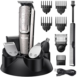 Cortapelos eléctrico 11 en 1, 2 vías, recargable, profesional, para hombres, de acero, kit de recortador de barba inalámbrico, con pantalla LED, kit d precio