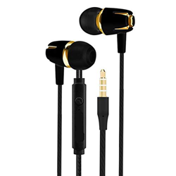 Speedrid Auriculares Estéreo con Cable, Auriculares Internos de 3,5 mm y Auriculares Deportivos para Correr con Micrófono y Control de Volumen(Oro Neg en oferta