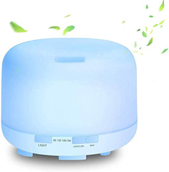 Deals - Humidificador para la casa de 500 ml (7 LED de colores variables, 2 modos de niebla, 4 ajustes de temporizador, apagado y difusor ultrasónico, características