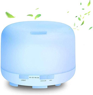 Deals - Humidificador para la casa de 500 ml (7 LED de colores variables, 2 modos de niebla, 4 ajustes de temporizador, apagado y difusor ultrasónico,