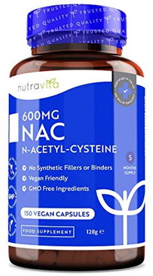 NAC N-acetil-cisteína 600 mg - 150 cápsulas veganas - Suministro de 5 meses de suplemento NAC - Alta biodisponibilidad - Sin rellenos ni aglutinantes 