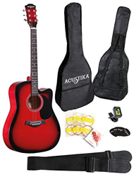 ACUSTIKA F315 Guitarra acústica - Guitarra acústica cut-away medida 41" (105 x 40 x 10) cm de madera - 6 cuerdas de acero, color rojo brust. características