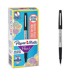 Paper Mate Flair UF - Rotulador, punta ultrafina de 0.4 mm, caja de 12, color negro precio