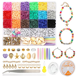 Yuccer 4165pcs Cuentas de Colores Cuentas de Arcilla Polimérica Abalorios Planos Redondos Piezas para Hacer Pulseras Collares Bisuteria Pendientes Cum precio