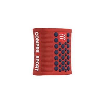 Compressport - Muñequera multideporte negra/roja - Sweatbands 3D.Dots - Muñequera antitranspiración - Propiedades ultra absorbentes - Fibras de secado