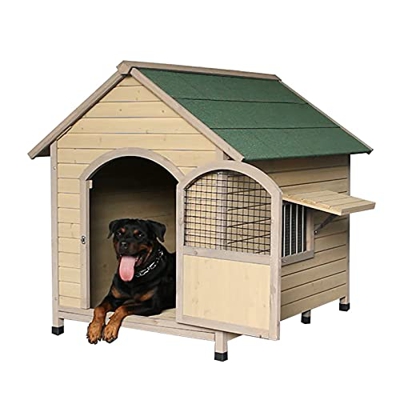 FACAZ Tipo de casa al Aire Libre Villa para Perros de Madera Resistente a la Intemperie Perro Grande, Mediano y pequeño Perrera de Madera Maciza Jaula