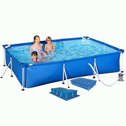 Piscina Familiar 9.84ft, piscina rectangular de marco, piscina de jardín de verano, tela de cubierta, tela de tierra, bomba de filtro de arena, adecua en oferta