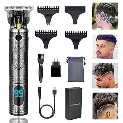 Aikufe Maquina Cortar Pelo Profesional Inalámbrico Cortapelos Hombre Eléctrico Cortadora de Pelo con 3 Combs y Led Pantalla