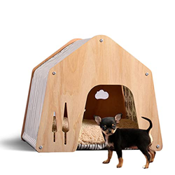 PPGE Home Caseta de Perro Pequeño Interior, Casa Perro Madera, Cama Perro, Cama Cueva Perro, Casetas para Perros, Madera Ecosostenible, para Cuatro Es precio