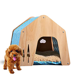 PPGE Home Caseta de Perro Pequeño, Casa Perro Madera Interior, Cama Perro, Cama Cueva Perro, Casetas para Perros, Casa para Gatos con Cojín Removibles características