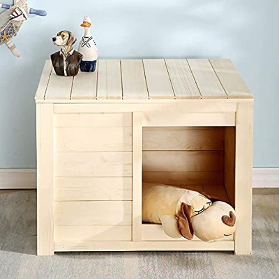 Casa para perros Cabaña de madera resistente a la intemperie Casa para perros Refugio para mascotas con techo abatible para perros pequeños Perrera ex