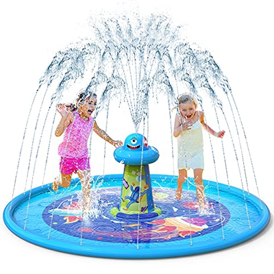 VATOS Splash Pad Aspersor de Juegos de Agua - Almohadilla de Juego de Agua Antideslizante de 67" con Diseño UFO, Aspersor de Juego Salpica de Jueg Agu