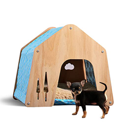 PPGE Home Caseta de Perro Pequeño Interior, Casa Perro Madera, Cama Perro, Cama Cueva Perro, Casetas para Perros, Madera Ecosostenible, para Cuatro Es características