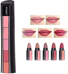 FOLENZU 5 In 1 Matte Lipstick Makeup Classic Waterproof Long Lasting Smooth Soft, Matte 5-Color Lipstick Set Velvet Lip Stick Non-Stick Lip Gloss Long características