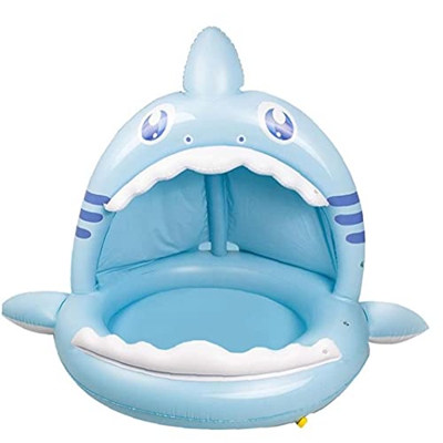 DierCosy Piscina Inflable del bebé con la sombrilla, Inflable bañera bebé Piscina portátil tiburón Splash niños pequeños Piscina