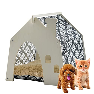 PPGE Home Casa Perro Interior Pequeño, Casitas para Perros Pequeños de Madera, Casetas Perros/Camitas para Perritos/Casitas para Perros Chihuahua/Casa