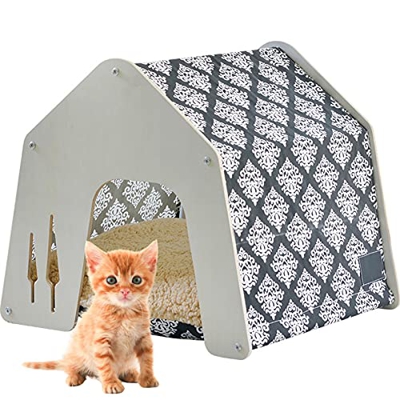 PPGE Home Casitas para Perros Pequeños de Madera, Cama para Mascotas, Casa Perro Interior, Casetas Perros Camitas para Perritos, Casitas para Perros C