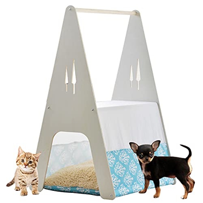 PPGE Home Casa Perro Interior Pequeño, Casita de Madera para Gatos y Cachorros, Casa para Gatos Interior, Casa Gato Madera, Casita para Gatos/Casa Con