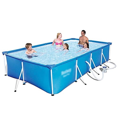 piscina de Suma, Familia Multi-Persona, Niños Familia Adulta, Rectangular Azul Rectangular, Plegable (Color : Blue, Size : 400 * 211 * 81cm)