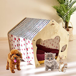 PPGE Home Casa para Gatos Interior Madera, Casa Gato Cueva Gato Casa Perro Casita para Gatos Caseta para Gatos con Cojin Gato Suave, Cama Cueva Perro  precio