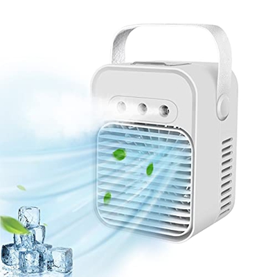 Aire Acondicionado Portátil, Mini Enfriador de Aire Evaporativo con USB, Ventilador, Humidificador, 3 Velocidadesre Climatizador Evaporativo con Luz N