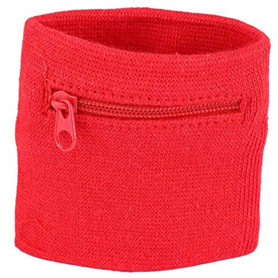 NCONCO - Pulsera unisex para guardar monedas, llaves, bolsillo con cremallera, para deporte, gimnasio, correr, color rojo