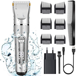 Cortapelos Impermeable Profesional, Moevert Máquina de Cortar Pelo Eléctrica Cortadora de Cabello con Pantalla LCD Ajustable 6 Peines Batería Recargab características