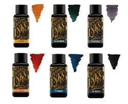 Diamine Tinta de Pluma Estilográfica 30ml - Color del Núcleo - 6 x Botellas - Sepia, Green Black, Earl Grey, Ancient Copper, Twilight, Jet Black características