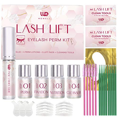 Wimpernpflege Wimpern-Dauerwelle-Kit Komplettes Wimpernlift-Kit - Wewell Professionelle Qualität, semipermanentes Curling-Dauerwellen-, Lotion- und Fl