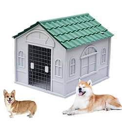 Caseta Perros Exterior Plastico, Caseta para Perros Exterior con Puerta, Casa Perro Mediano, Casa Perro Grande, Casa Perro Pequeño, con Tejado Puntiag en oferta