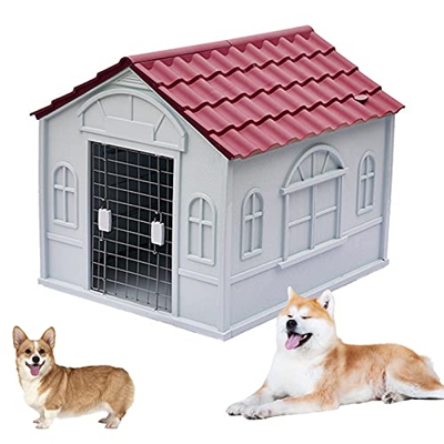 Casetas para Perros Grandes Exterior Impermeables, Caseta de Plastico para Perros, Caseta Perros Exterior con Puerta, Casa Perro Mediano, Casa Perro G