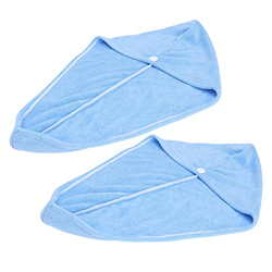 FOMIYES 2 unids toalla de secado de pelo turbante lindo arco secado rápido gorro de pelo paño grueso y suave ducha toalla para mujeres niños azul en oferta